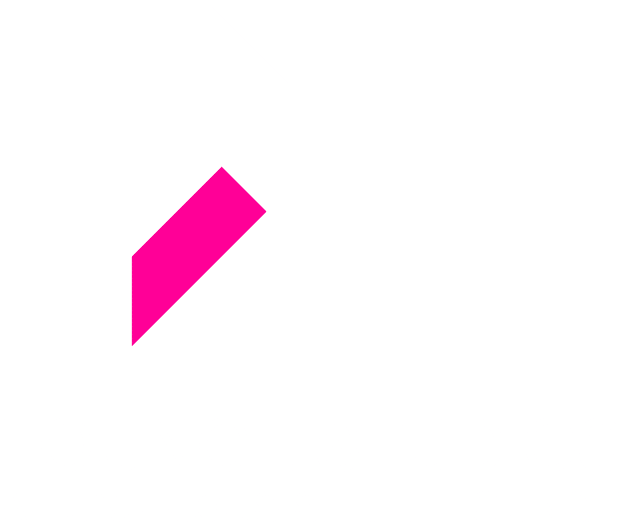Logo of lounge studios featuring a stylized black letter "m" with a pink diagonal stripe on its leg, above the text "lounge studios" in bold and "a luxurious selfie lounge" in smaller font.